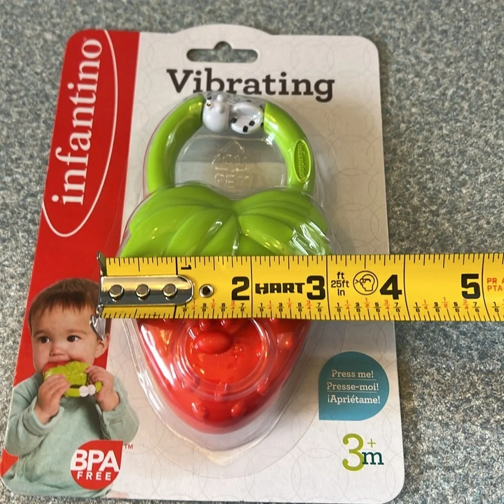 Infantino Vibrating Strawberry Teether - Red and Green